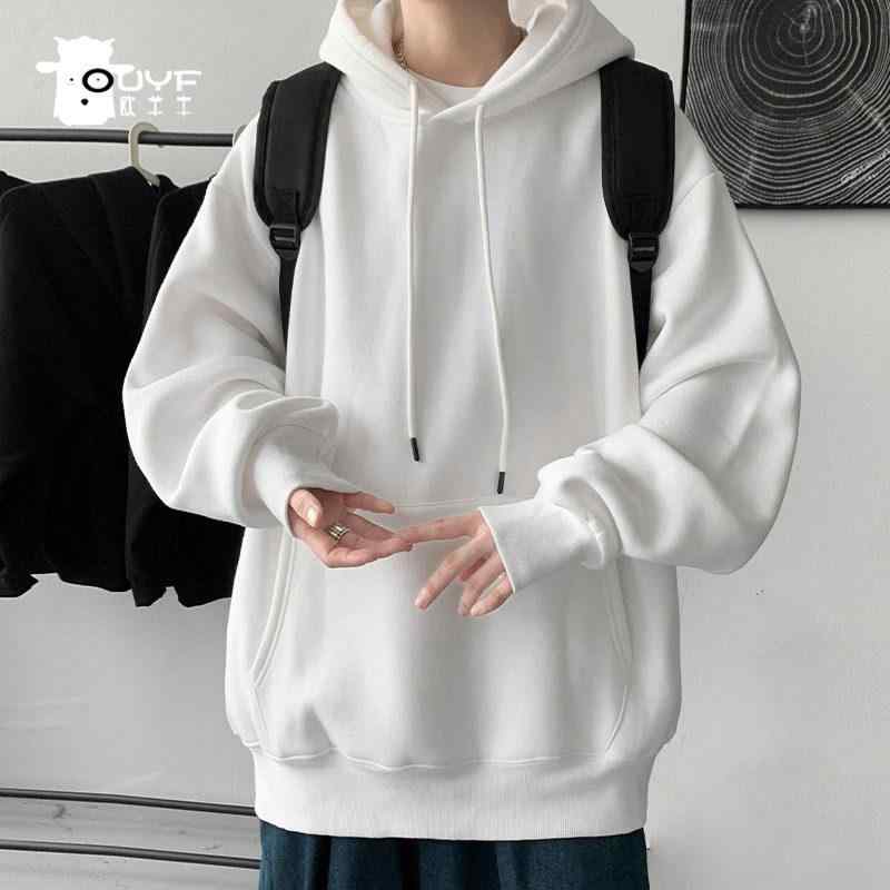 男の子用 パーカー フーディー フード付き ゆったりシルエット 秋用 無地 白 子供服 トップス カジュアル 普段使い 快適 伸縮性