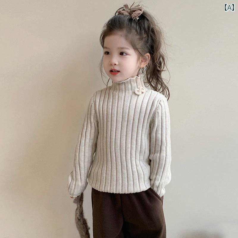 リバーパディのニットセーター キッズ 女の子 ハイネック 長袖 秋冬 厚手 暖か 保温 トップス インナー 柔らかい 素材 日常使い ソフトタッチ｜アングル2