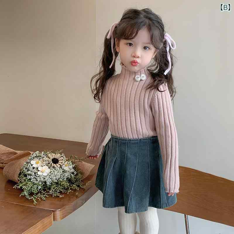 リバーパディのニットセーター キッズ 女の子 ハイネック 長袖 秋冬 厚手 暖か 保温 トップス インナー 柔らかい 素材 日常使い ソフトタッチ｜アングル3
