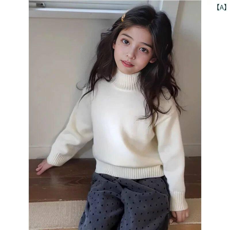 女の子 ハーフハイネック プルオーバー 厚手ニットセーター 秋冬 おしゃれ インナ...