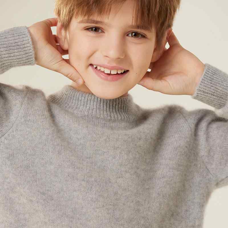 ニットセーター 子供用 秋冬 ハーフタートルネック カシミヤ 無地 プルオーバー 厚...