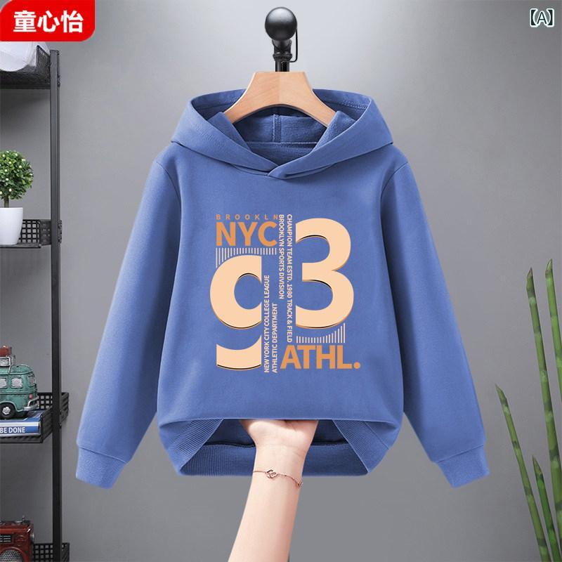 Parka - キッズ 男の子 パーカー フード付き 秋冬用 起毛 インナー トップス 暖かみ 伸縮性 カジュアル 普段使い