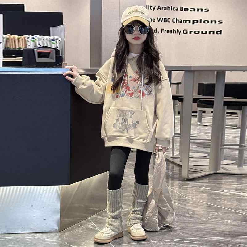 Other - パーカー キッズ 女の子 秋冬 厚手 ゆったり フード付き スウェット トレーナー トップス 起毛裏地 暖か 保温 おしゃれ ルーズフィット 柔らかい 素材 日常使い