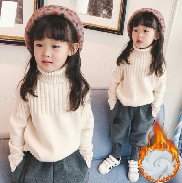 キッズ 女の子 ハイネック 厚手ニットセーター 冬用 暖か インナー 外出着 カシミヤ混 伸縮性 ソフト素材 保温性 長袖 トップス 普段使い