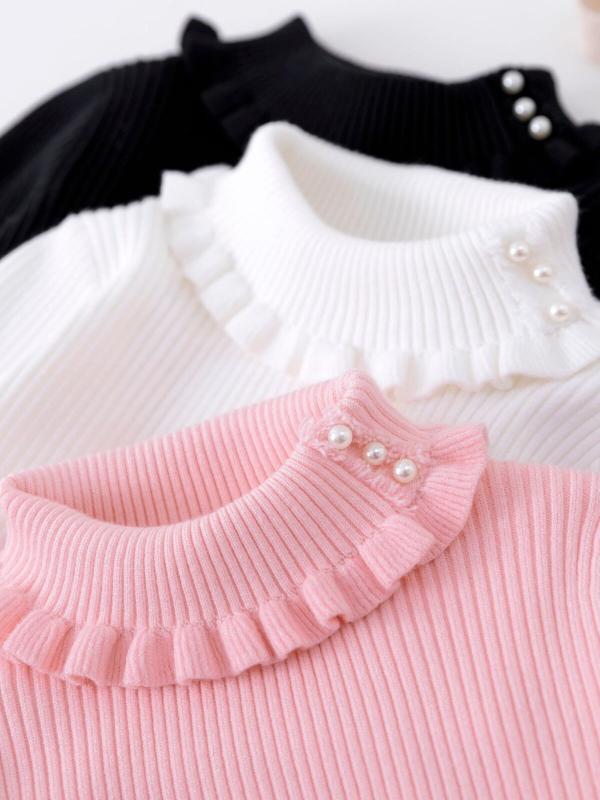 キッズ 女の子 ハイネックセーター 暖か厚手ニット インナートップス 秋冬 伸縮性 柔らかい素材 日常使い