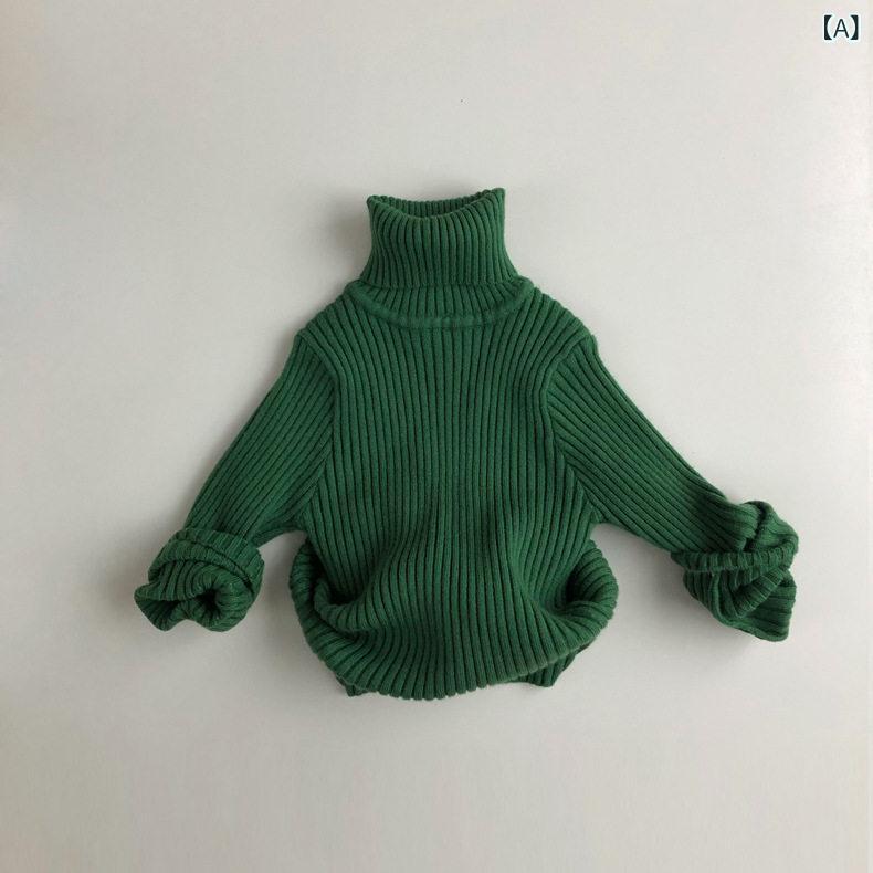 キッズ 秋冬 ハイネック ニットセーター プルオーバー 保暖 暖か 厚手 柔らかい 男...
