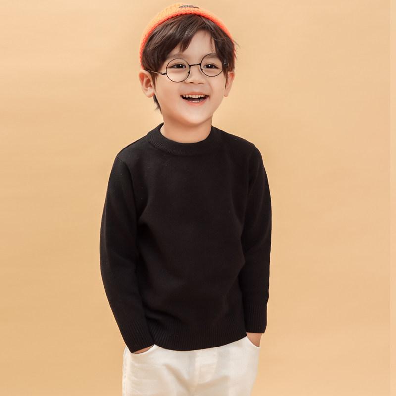 ニットセーター キッズ 男の子 厚手 起毛 暖か ブラック ホワイト 秋冬 インナー トップス ベースレイヤー 保温性 ニット生地