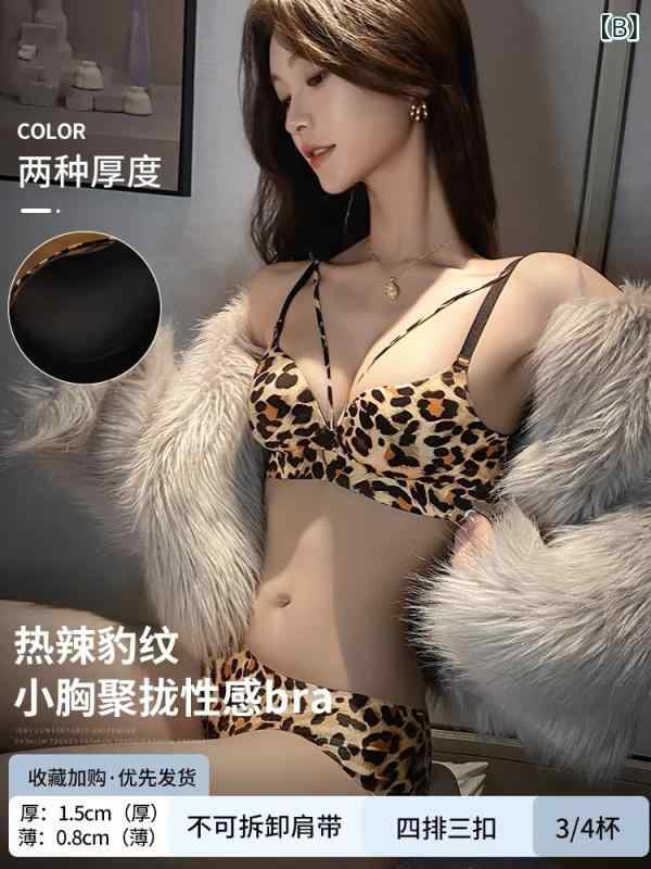 ブラジャー セット レディース ヒョウ柄 小胸用 寄せ集め 脇肉収集 下垂防止 セク...