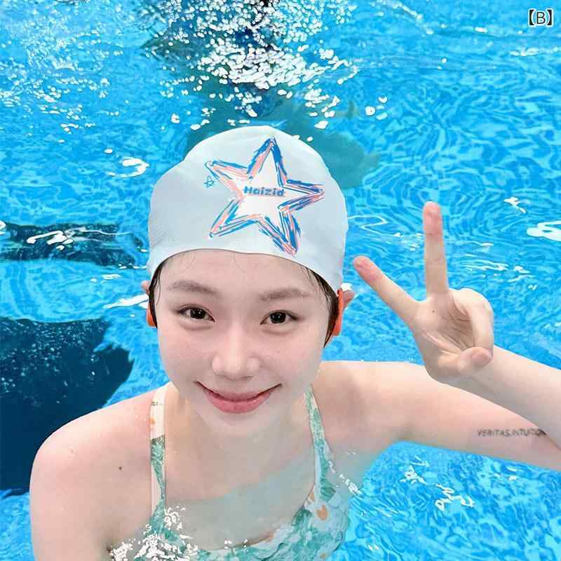 泳帽 レディース 長髪用 大型サイズ 防水 頭締め付けなし シリコン素材 PU加工 柔...