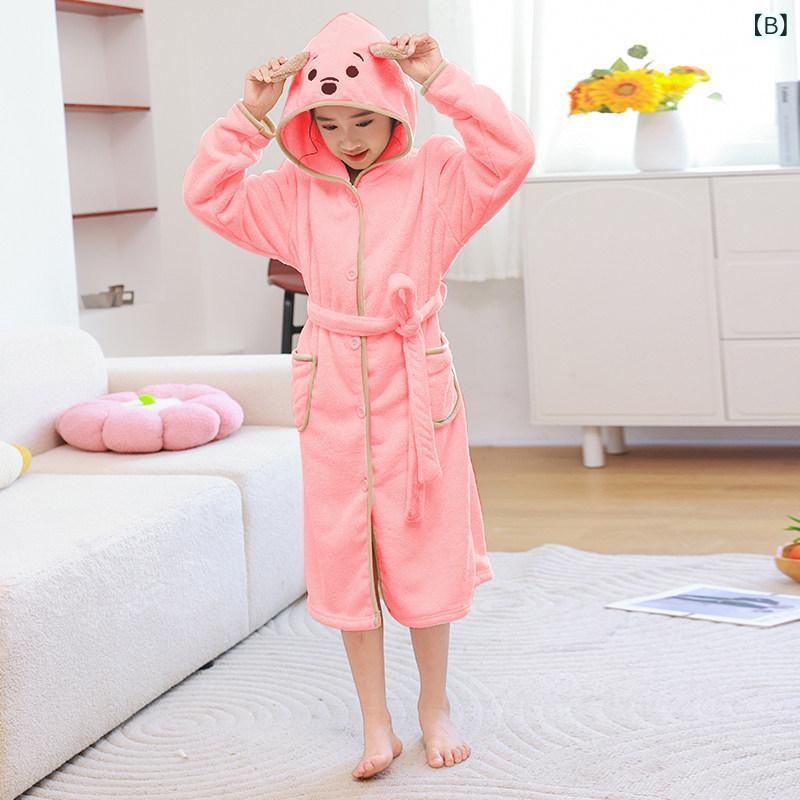 子供用 フード付き 長袖 バスローブ 浴巾 紐締め 吸水速乾 柔らか素材 快適 着用可能 お風呂後用 部屋着