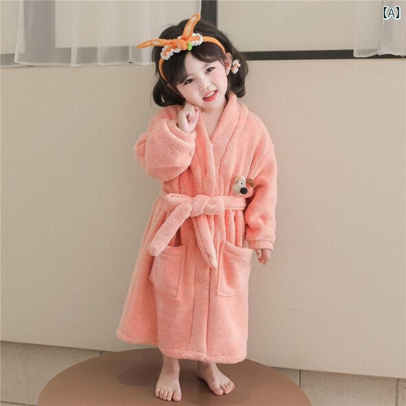 浴袍 女の子用 キッズ 秋冬 保暖 珊瑚絨 柔らかい 暖か 入浴タオル 吸湿 速乾 子供...