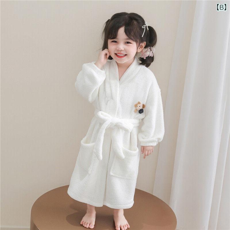 浴袍 女の子用 キッズ 秋冬 保暖 珊瑚絨 柔らかい 暖か 入浴タオル 吸湿 速乾 子供...
