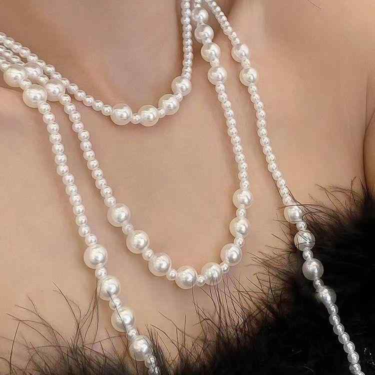 Other - ネックレス 女性用 パール レイヤード 鎖骨ライン ファッション シンプル 香風 モヘア風 セーター チェーン スタイリッシュ アクセサリー ゴールドチェーン シルバー ミックスレイヤー 日常使い ギフト向け