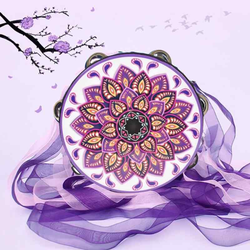 鈴鼓 飛天 モチーフ 流蘇 付き 手拍鼓 ダンス 用 漢服 古装 撮影 道具 伝統 舞踊 試験 対応 軽量 持ち運び 便利