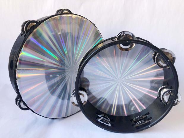 打楽器 タンバリン 虹色 双排 レーザー加工 手拍子鼓 ステージ パーカッション 軽量 カラフル 演奏用
