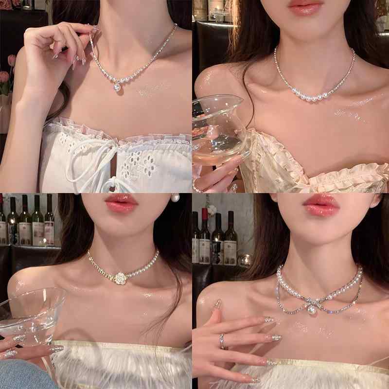 ネックレス 女性用 インスピレーション風 蝶 パール ベーシック コスチュームジュエリー 鎖骨チェーン 高級感 軽量 精致 アクセサリー かわいい シルバー ゴールド ピンクゴールド 普段使い 通勤用 軽量素材 シンプル(4.0)