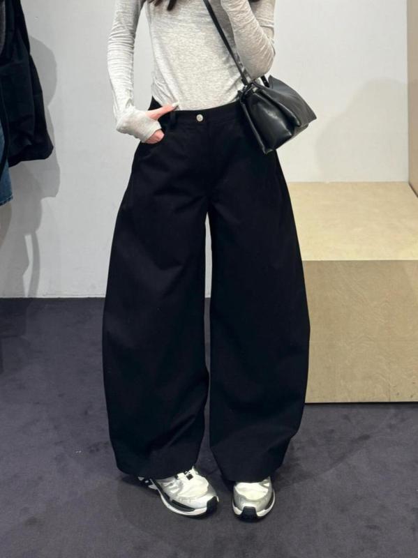 パンツ メンズ 黒 ゆったりシルエット ストレート デコンストラクション コットン混 ストレッチ 軽量 通勤 普段使い 秋冬 ストレッチパンツ 黒いカジュアルパンツ
