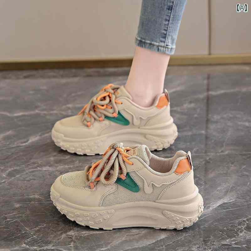 Other - スニーカー 女性用 厚底 ダディシューズ 春秋 メッシュ 通気性 軽量 運動 細脚 チャンキー 透湿 快適 履き心地