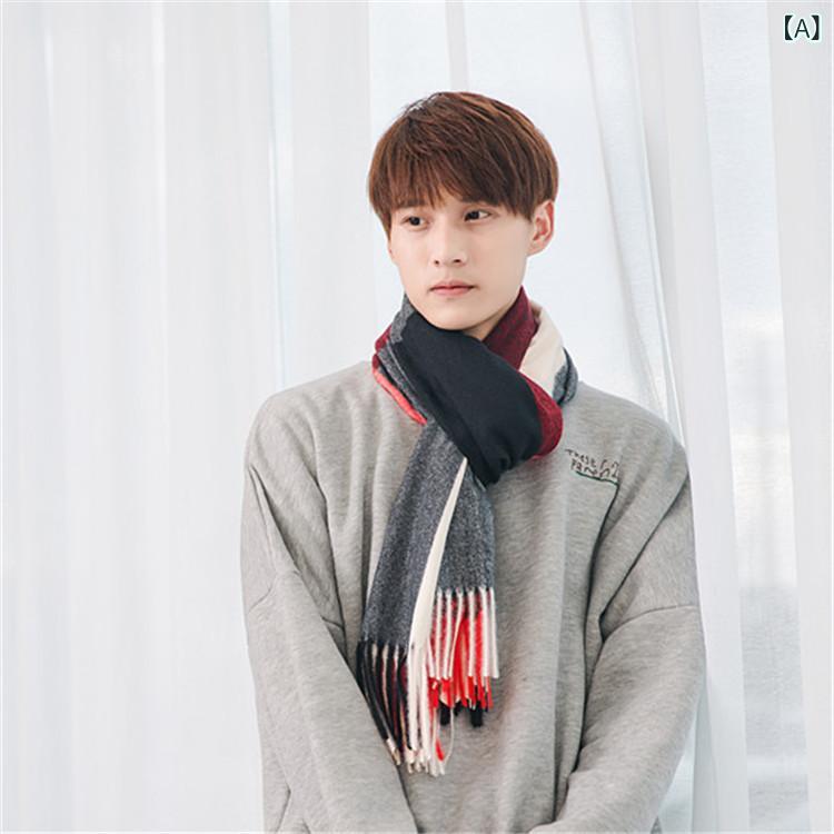 リバーパディの秋冬 マフラー メンズ レディース 学生用 チェック柄 韓国 保暖 通学用 保温性 暖か 柔らかい 日常使い 向け 高校生 ユニセックス｜アングル2