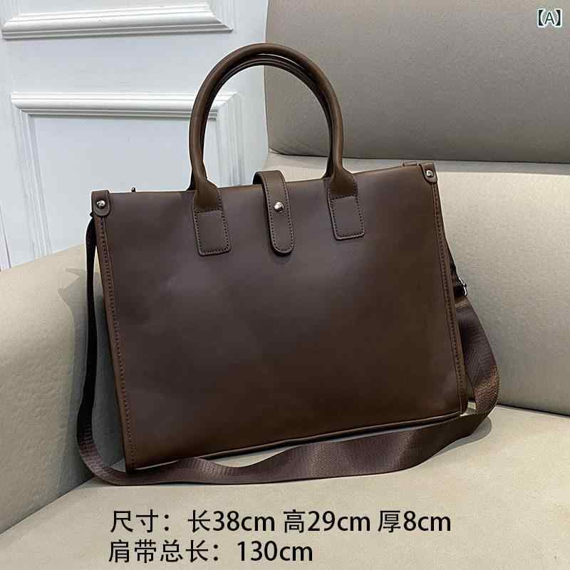 Other - メンズ ビジネス ブリーフケース 鞄 レトロ ファッション 大容量 ショルダーバッグ 通勤用 ラップトップ ファイル 収納 耐摩耗 耐久性 軽量