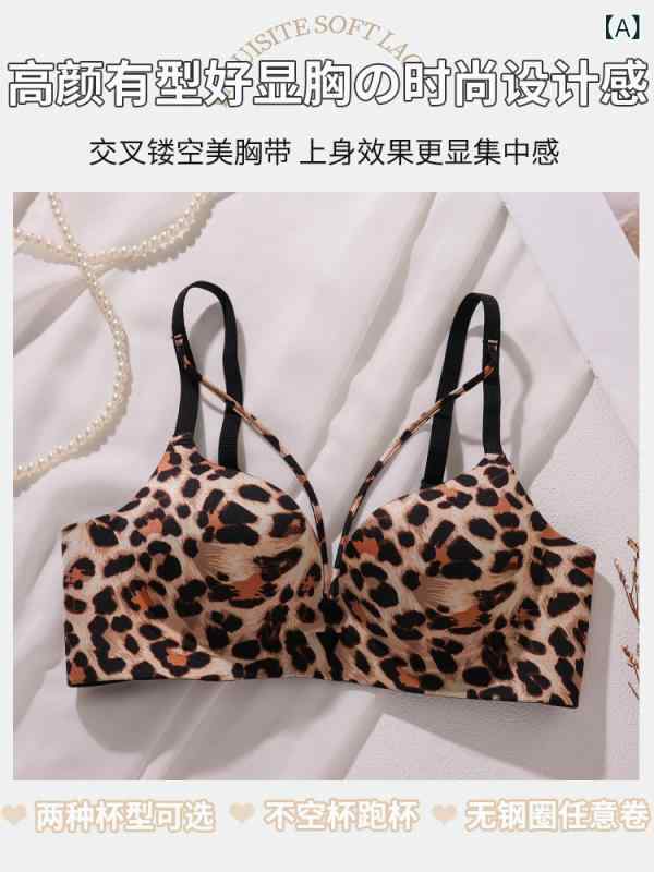レディース ヒョウ柄 ノンワイヤー ブラジャー ショーツ セット 寄せ集め 小胸 大きめ効果 上向き リフトアップ 下垂防止 セクシー 高級感 伸縮性 快適 インナー