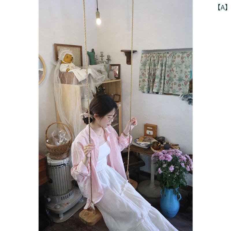 シャツ レディース 長袖 ピンク かわいい 韓国 シンプル ゆったり 痩せ見え トップス 春秋 普段使い 軽量 伸縮性