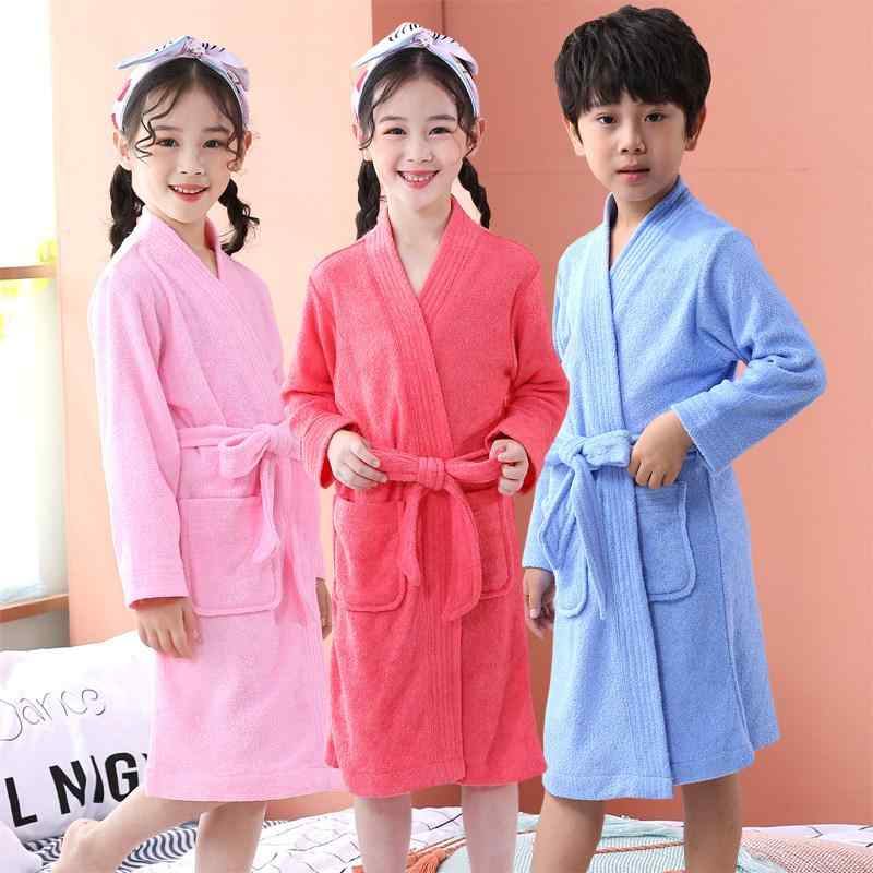 子供浴袍 キッズ 綿100% ロング丈 男女兼用 親子 カップル ベビー 吸水速乾 ホテル浴衣風 寝間着 部屋着 軽量 柔らかい 日常使い