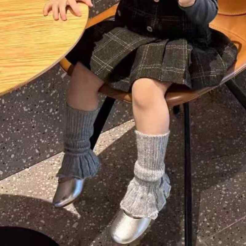 レッグウォーマー 女の子 子供用 ニット フリル ふわふわ 保暖 秋冬 かわいい 普段使い 伸縮性 軽量 小腿 カバー ピンク系