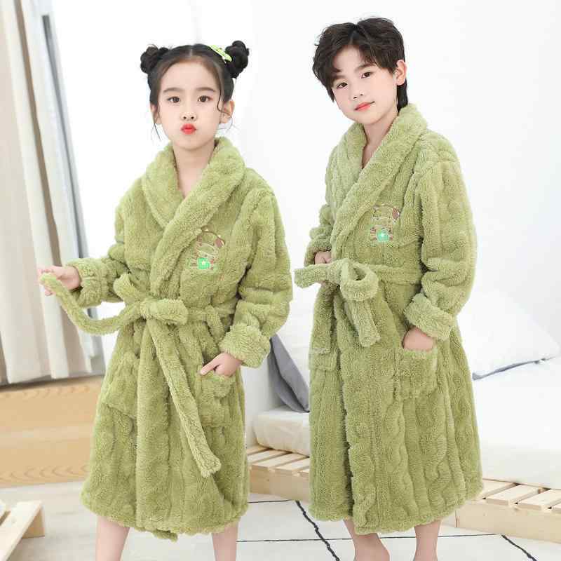 キッズ 秋冬 フランネル パジャマ ローブ 男の子 女の子 厚手 かわいい ロング丈 コーラルフランネル 保温 部屋着 柔らかい 生地 暖か 通年使い