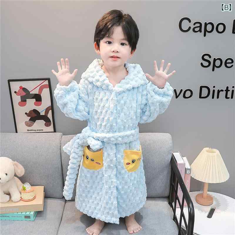 バスローブ 男の子 秋冬 フード付き 保暖 フランネル コーラルフランネル ベビー 入浴タオル 暖か素材 柔らかい 吸湿性 子供用 ルームウェア