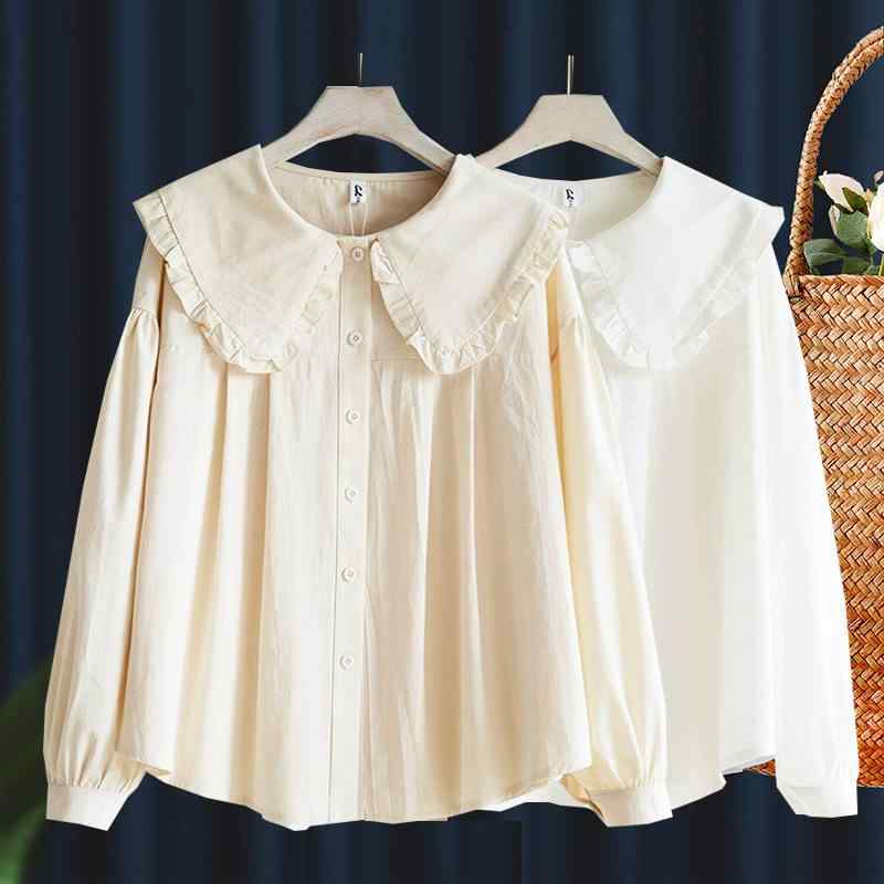女の子用 綿 シャツ ドールカラー 白 インナー トップス ベビー服 春秋 柔らかい 肌触り 日常使い