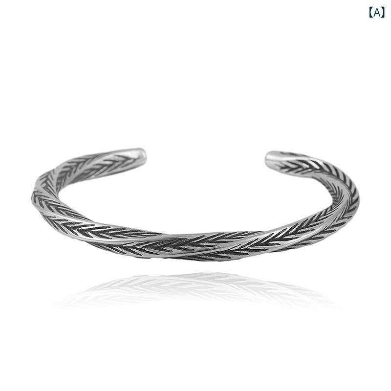 ブレスレット メンズ モビウス ねじれ模様 ヒップホップ ストリートスタイル シンプル ユニーク チタンスチール 耐久性 色褪せにくい 開口式 軽量 ファッションアクセサリー