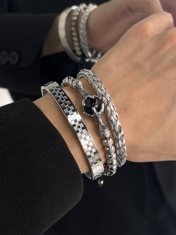 メンズ ブレスレット ドラゴン爪 デザイン ヒップホップ スタイル チタン製 耐久性 カップル マッチング アクセサリー 女性用 バングル ストリート ファッション シンプル モダン(4.0)