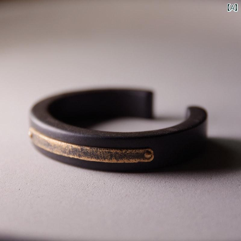 ブレスレット レディース メンズ 黒檀木 レトロ 個性派 欧米風 木製 アクセサリー ナチュラル 腕輪 ビーズ スタイル