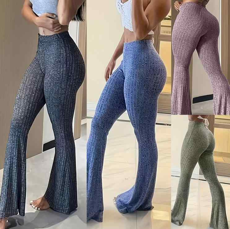 乐天商城 - レディース マイクロフレアパンツ 女性用 高腰 タイトフィット ヨガパンツ フィットネスウェア スポーツウェア カジュアルパンツ ロング丈 ストレッチ素材 吸湿速乾 軽量 日常使い 通勤対応 ブラック グレー ベージュ デニム調 コットン混 オールシーズン 通