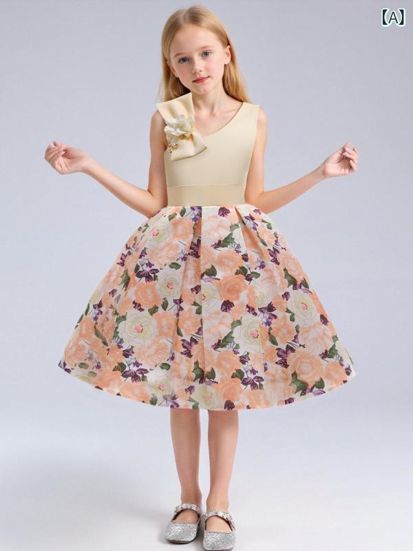 ワンピース キッズ 子供服 女の子 ドレス 礼服 プリンセスドレス ノースリーブ 発...