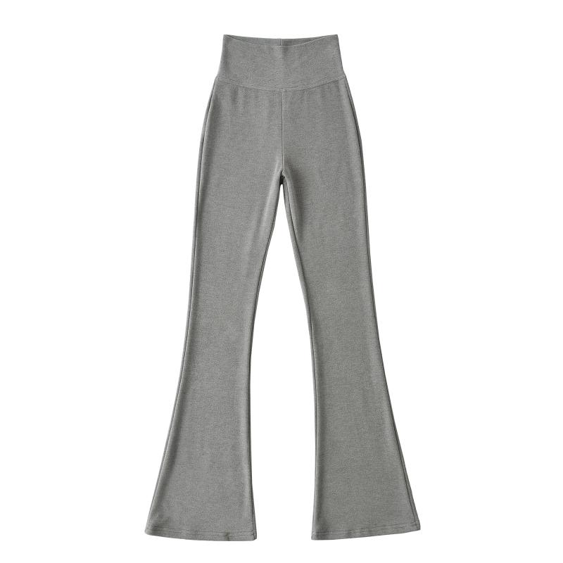 Pants - レディース ボトムス ヨガパンツ 復古 マイクロフレア 切り替え 修身 スリム フィット 軽量 ストレッチ 素材 デニム調 ブラック グレー カジュアル 普段使い 通勤用 アウトドア 春夏 秋冬 ロングパンツ ビッグシルエット ハイウエスト 吸湿速乾
