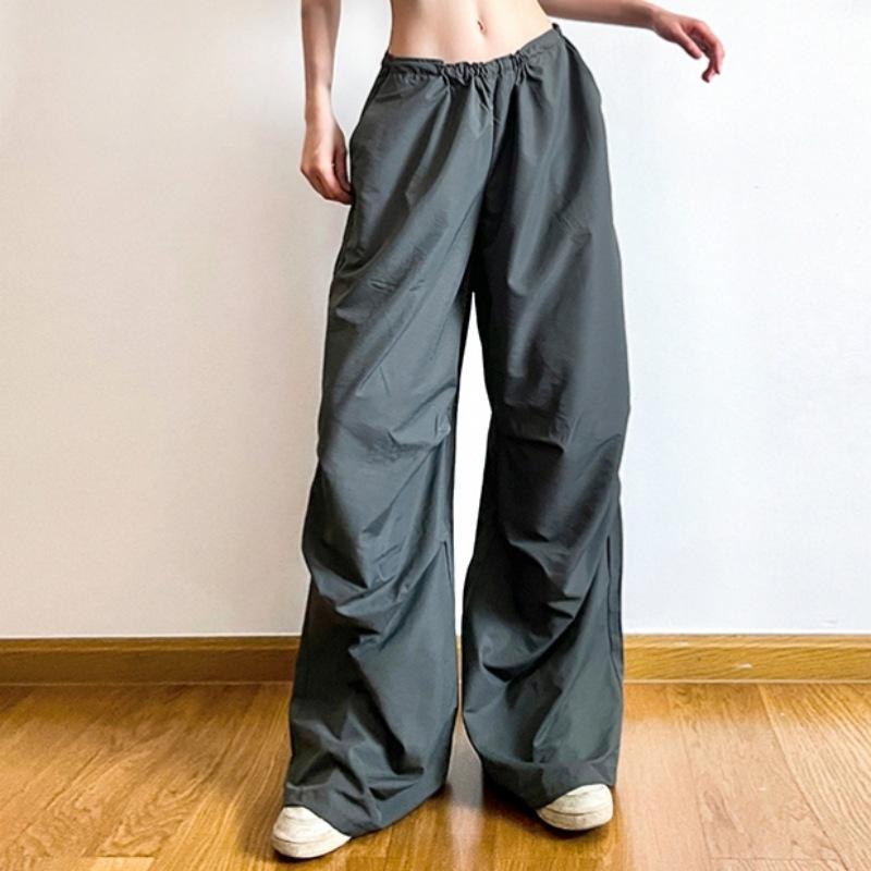 レディース 復古 ヒップホップ スポーツ デイリー スウェットパンツ 女性用 松腰 高腰 スリム ポケット 切り替え ストレート レギュラ..