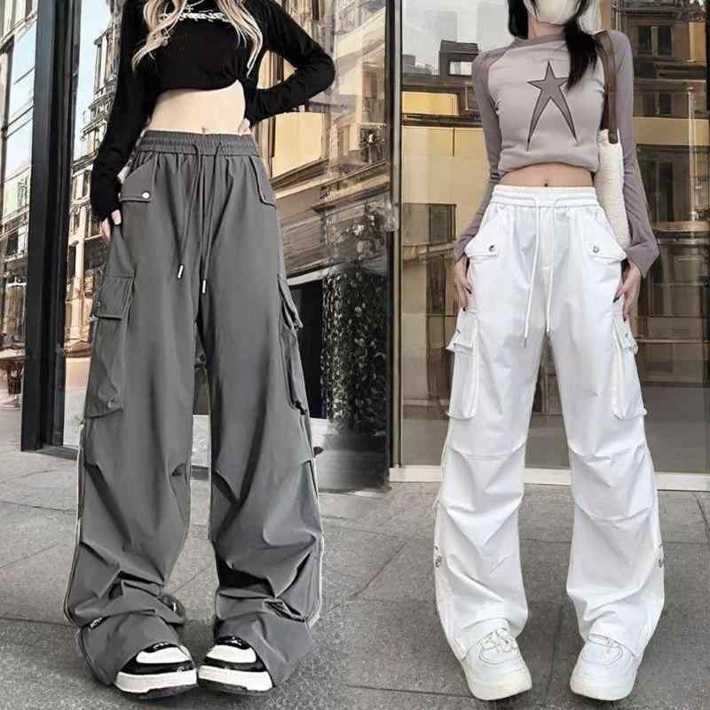 カーゴパンツ 女性用 春夏 ハイウエスト テーパード スポーツ ゆったりパンツ 軽量...