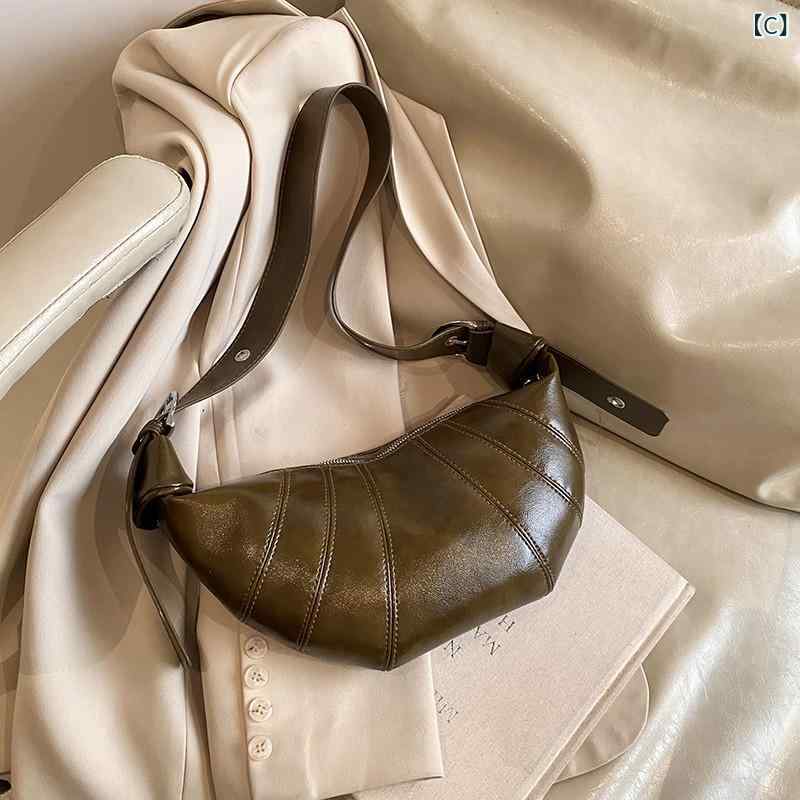 バッグ レディース 高級感 復古 シングルショルダー 斜めがけ 牛角型 饺子型 ハンドバッグ 普段使い ファッション