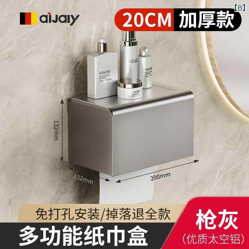 リバーパディの浴室 壁掛け 収納ラック トイレットペーパー ホルダー ティッシュ ボックス 防水 穴あき不要 トイレ用 シンプル コンパクト プラスチック製｜アングル3