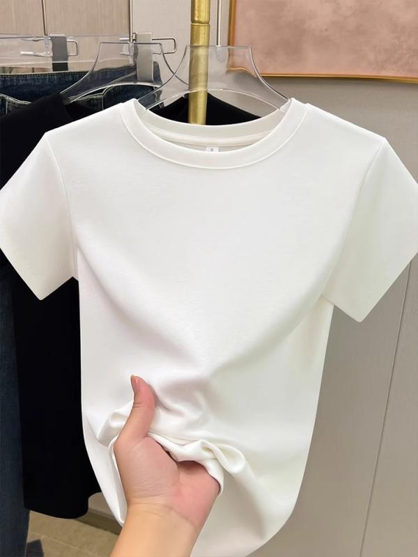 Rakuten - トップス レディース 棉 半袖 Tシャツ 白色 修身 短め 夏用 吸湿速乾 接触冷感 インナー 打底 シャツ 上衣 軽量 伸縮性 通勤用 普段使い 部屋着 カジュアル ビッグシルエット Vネック