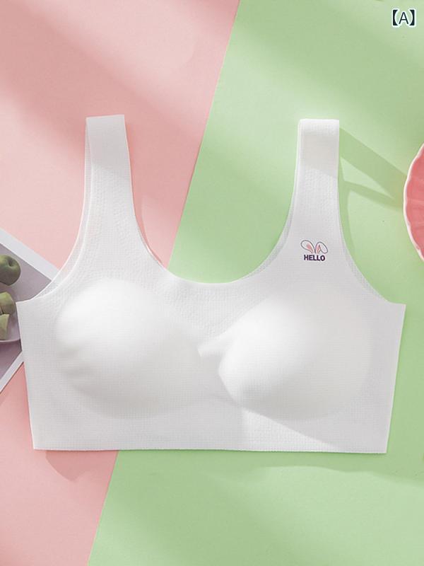 Brassieres - 女児用 無痕 ブラジャー キャミソール シームレス インナー 成長期 子供 下着 日常使い 伸縮性 コットン素材