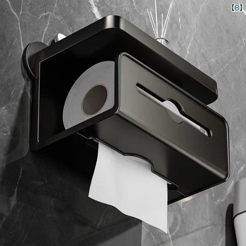 リバーパディのトイレットペーパーホルダー 壁掛け式 穴あけ不要 浴室用 ティッシュボックス 置物ラック 家庭用 簡単設置 スペース節約 衛生グッズ｜アングル2