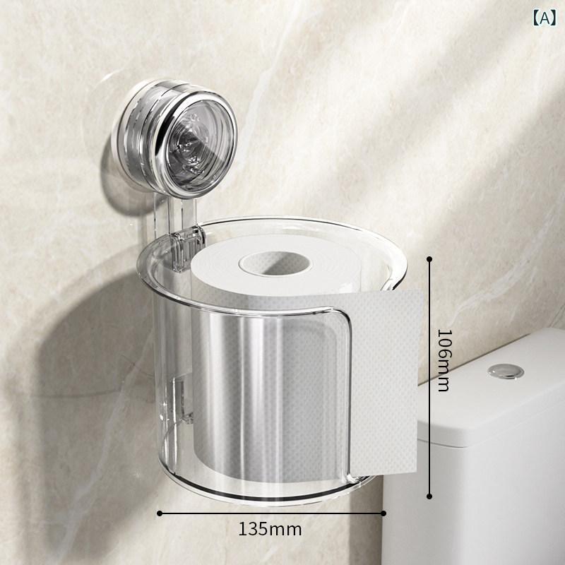 リバーパディのトイレットペーパーホルダー 浴室用 吸盤式 壁掛け 収納ラック 穴あけ不要 トイレ用 紙巻き置き コンパクト シンプル 収納筒 ティッシュ対応 日常使い 機能的 耐久性｜アングル2