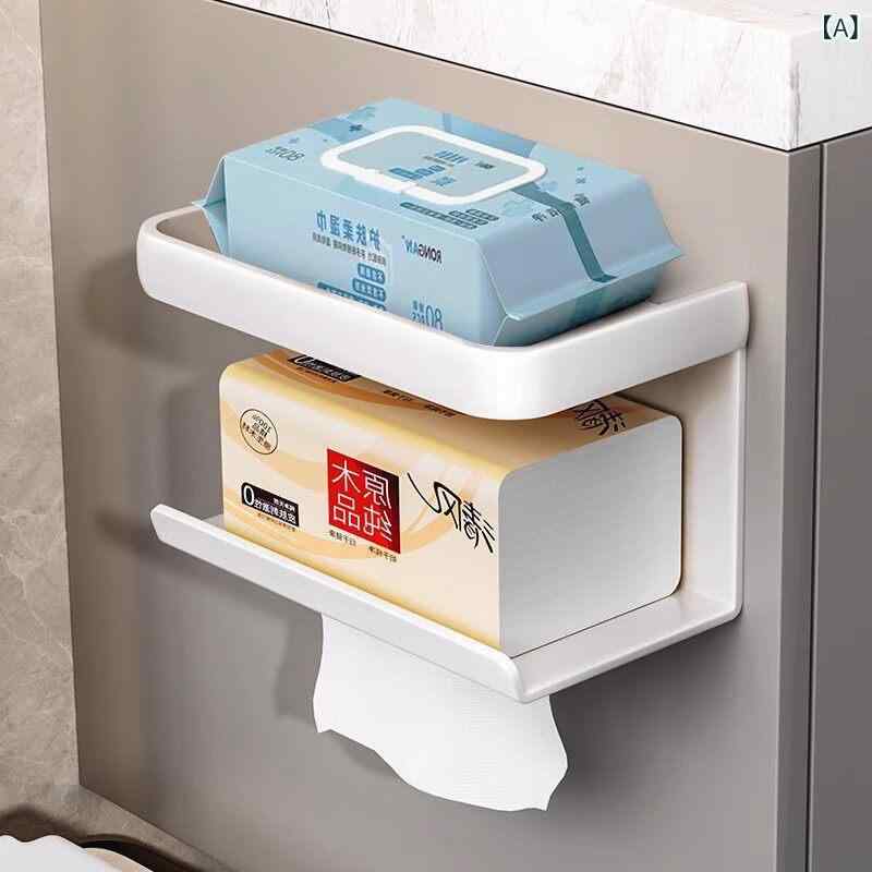 樂天商城 - トイレットペーパーホルダー スマートフォンスタンド 付き 白 トイレ用 バスルーム収納 置き型 多機能 紙巾置き 衛生 シンプル