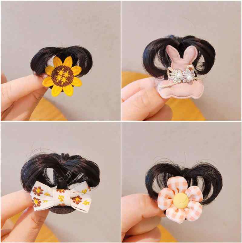 Other - ヘアアクセサリー キッズ 女の子用 安全クリップ 偽髪付き ポニーテール 花苞デザイン かわいいヘアピン ベビー対応 髪飾り 軽量素材 簡単装着