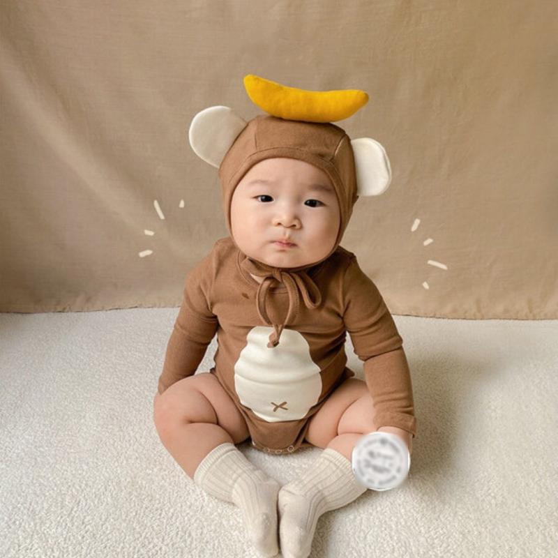 Other - ベビー 連体服 秋冬 新生児 這い這い服 猿 バナナ プリント かわいい デザイン 柔らかい 素材 部屋着 普段使い