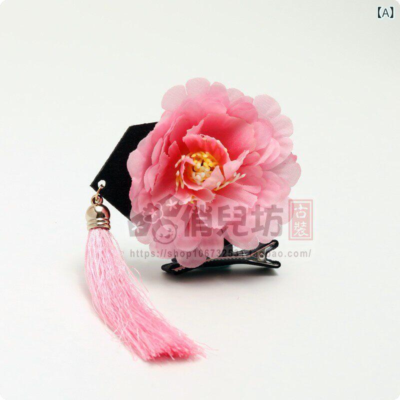 Accessories - ヘアアクセサリー キッズ 宮廷風 牡丹 ヘアクリップ ミニサイズ かわいい プリンセス 赤ちゃん用 幼稚園 子供向け 髪飾り 花柄 コスプレ コスチューム アクセ