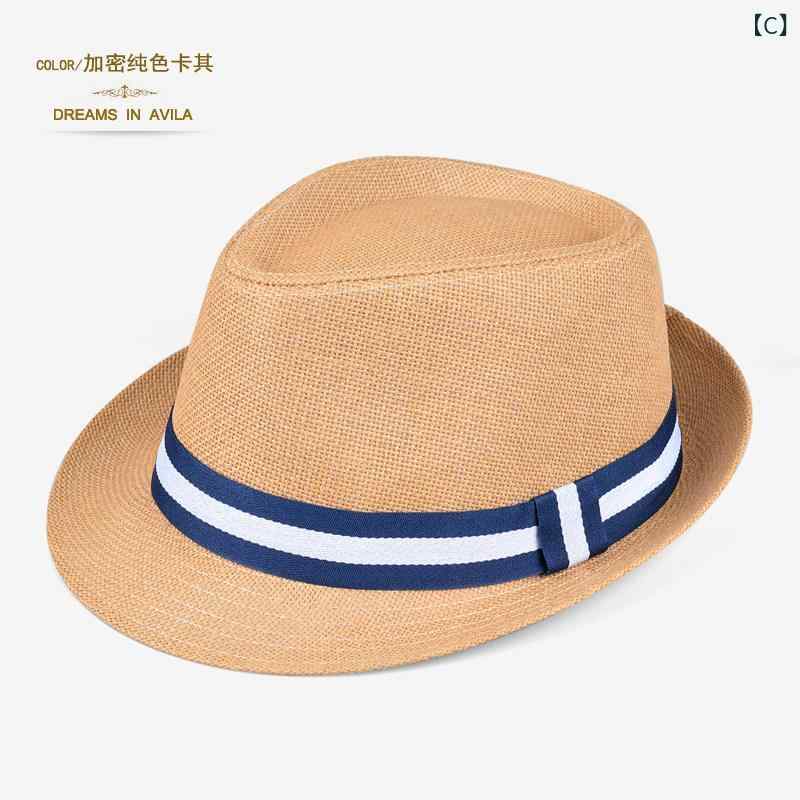 帽子 メンズ 夏用 麦わら帽子 フェドーラ帽 礼帽 UVカット 日よけ ビーチ リゾート...